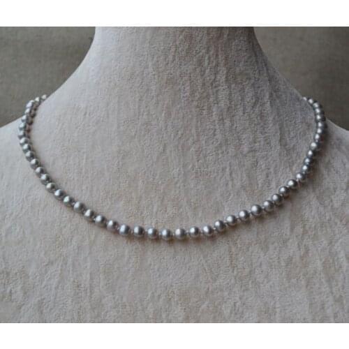 Favorite Choker Pearl Necklace Gray Round Genuine Freshwater Pearl Jewelry Handmade Charming Birthday Party Fine Lady Gift