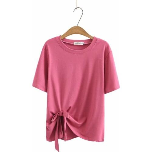 Plus size O neck Starry sky bow cotton women tshirts 2021 new summer casual ladies t shirts female tops t-shirts rose red black
