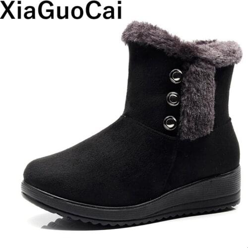 Big Size Women Winter Snow Boots 2021 Warm Woman Shoes High Top Zipper Plush Ankle Boots Ladies For Old People Classic Fashion