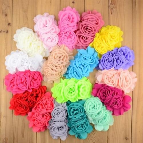 10pcs/lot Big Chiffon Fabric Flower With Triple Rosette For girl Headband Hair Accessories CH100067