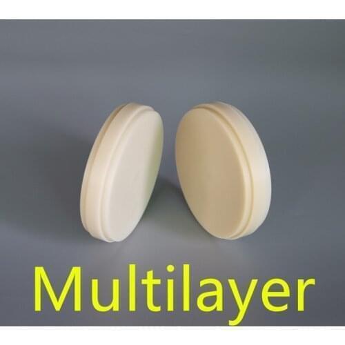 2 Piece OD98*18mm Dental Multilayer PMMA Blocks CAD/CAM System A1~D4 16 Color