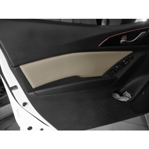 4pcs Leather Car Door Inner Panel Surface Cover Shell Fit For Mazda Axela M3 2014-2017