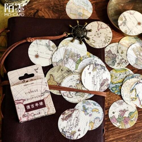46 pcs/set Vintage Map Travel the world Memo Pad Sticker Diary Stickers Kawaii Planner Scrapbooking Stationery Escolar School