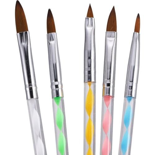 5 Pcs/Sets 3D Nail Acrylic Double-Head use Nail Brush Nylon Nail Art Brush Handle UV Gel Nail Polish Painting Drawing Design Pen