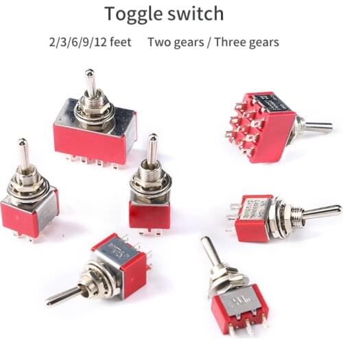 5pcs/lot MTS-102/103/202/203/302/303/402/403/123/223 Toggle Switch 3/6/9 PIN Red/Blue ON-OFF/ON-OFF-ON Miniature Toggle Switches