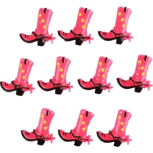 50pcs Western Cowgirl Pink Boots Resin Scrapbooking Hair Bow Clip Center Crafts Embellishment Charms Cabachons