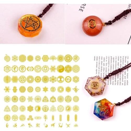 80Pcs Sacred Geometric Copper Orgonite Sticker Flower Life Tree DIY Energy Tower Pyramid Material Epoxy Resin Art Crafts