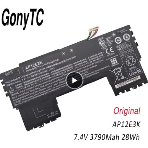 Original AP12E3K Laptop Battery For Acer For Aspire S7 S7-191 Ultrabook 11" 1/CP3/65/114-2 7.4V 3790mAh 28WH