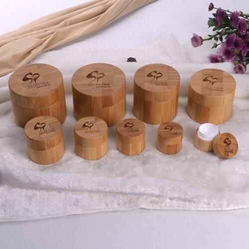 30g cosmetic 10/20 /30 / 50 / 100g luxury solid bamboo cream container wooden jars with engraving，1oz cosmetic face cream jar