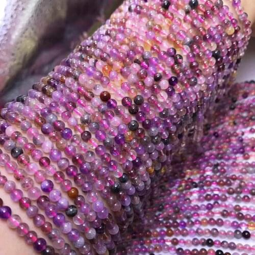 HAIR AMETHYST smooth round 4mm for DIY jewelry making loose beads FPPJ wholesale beads nature gemstone