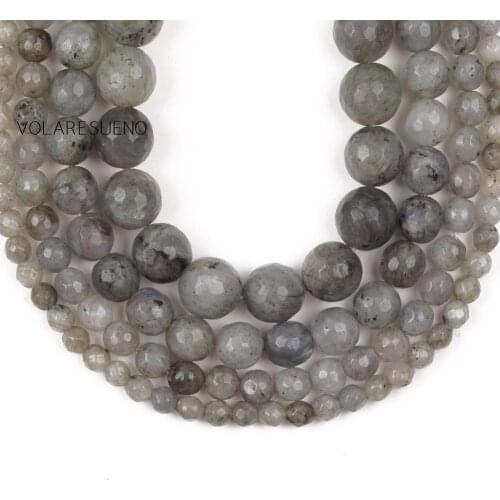 4/6/8/10mm Natural Labradorite Gray Faceted Stone Beads For Jewelry Making Needlework Handmade DIY Charms Bracelet Accessories