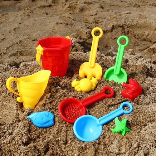Beach Toys for Kids 7-10pcs Baby Beach Game Toy Children Sandbox Set Kit Summer Toys for Beach Play Sand Water Play Cart
