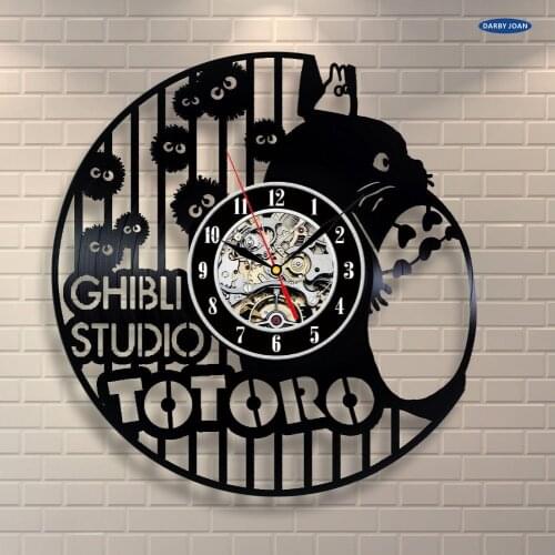 Studio Ghibli Totoro Plush_Exclusive wall clock made of vinyl record saat