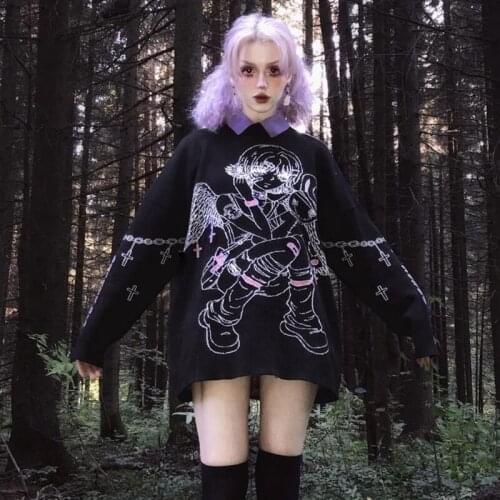 Goth Pull Sweatshirts Women's Sweatshirts With Print