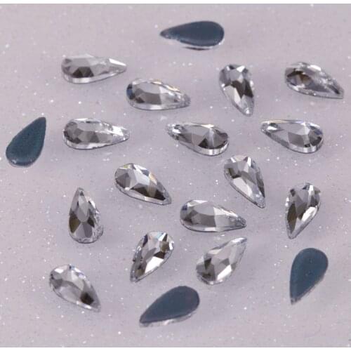 Good Quality 3x6mm, 4x8mm, 5x10mm Crystal Clear Teardrop Hotfix Rhinestones / Iron On Flat Back Crystals