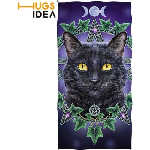 HUGSIDEA Black Cat Cult Print Microfiber Absorbent Beach Towel Large Soft Bath Towel Kid Portable Travel Towel Dropshipping 2021
