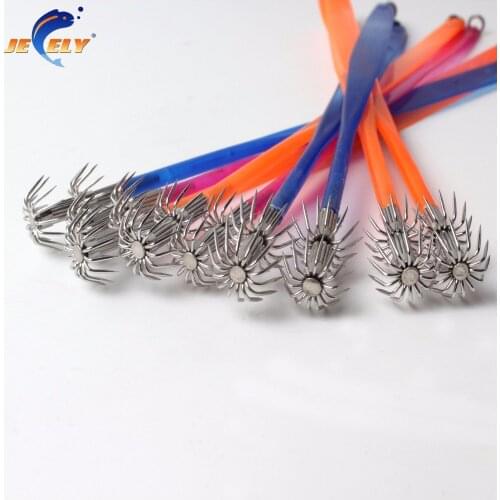 Jeely 10pcs/bag 22cm 0.5g Soft Belt Saltwater Squid Octopus Cuttlefish Hook Jigging Lure