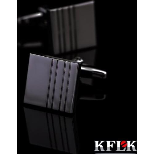KFLK Jewelry French Shirt Cufflink for Mens Brand Cuff link Button Square Black male High Quality guests 2017 New Arrival