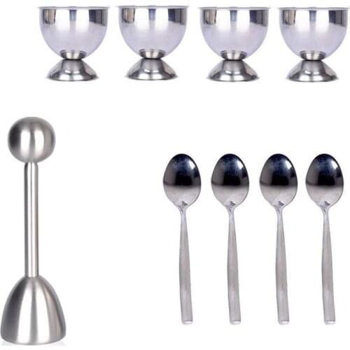 Quiche Biscuit Top Cover Set Soft Hard Baked Egg Separator Holder Includes 1X Egg Opener, 4X Egg Spoon, 4X Egg Cup Top Cutter St