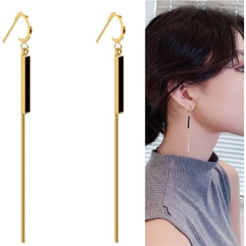 Korean fashion geometric female long fringe bar drop earrings minimalist personality ear line pendant Oorbellen gift