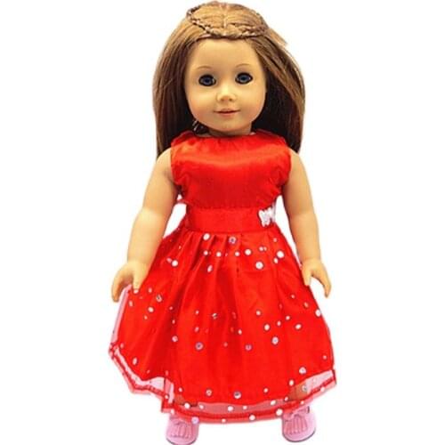 2020 New Red Cute Dress New Born Baby Doll Clothes for 18" 43cm American Girl Reborn BJD Dolls Accessories Suit Outfit