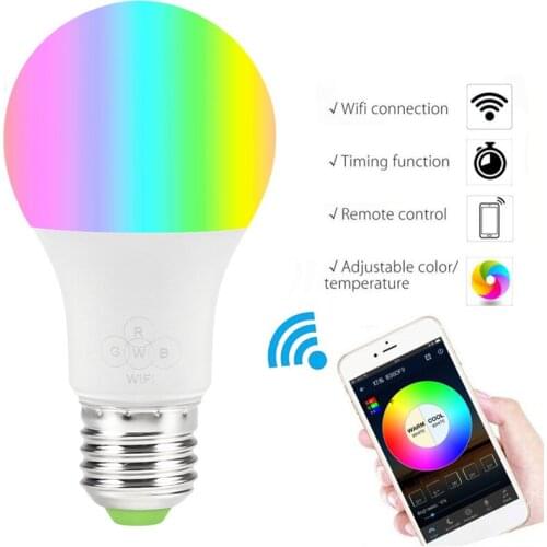 1PC Smart WiFi Bulb LED Light 4.5/6.5W RGB Light Bulbs Dimmable LED Lamp Timer Function Compatible With Alexa Google Assistant