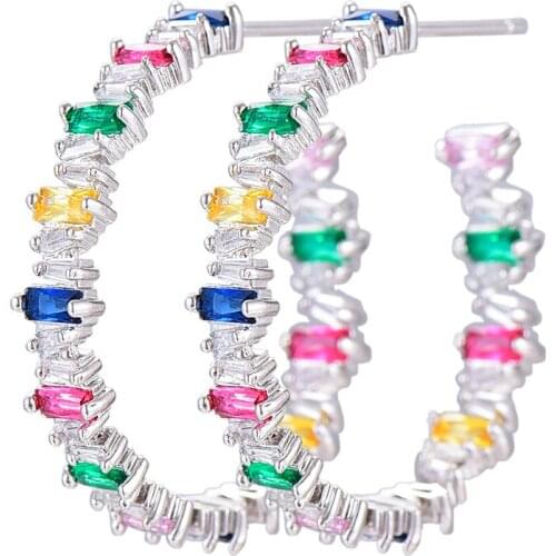 LARRAURI Cubic Zirconia Crystal CZ DUBAI Stud Earring Brincos Bijoux Fashion Iregular Geometry Trendy Stud Earrings For Women