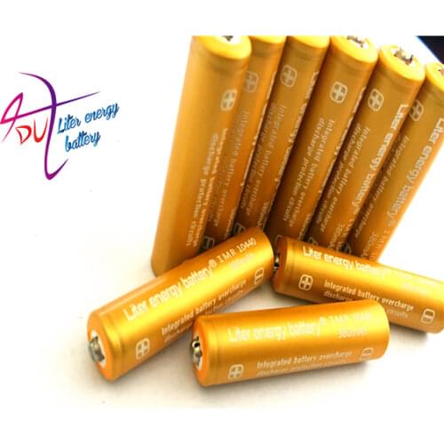 Liter energy battery 2pcs 3.7V 380mAh High Capacity 10440 Li-ion Rechargeable Battery for LED Flashlights Headlamps
