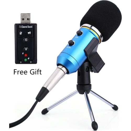 MK-F200FL 3.5mm USB Audio Wired Sound Recording Condenser Microphone with Shock Mount Holder Clip For Gaming Video Chatting