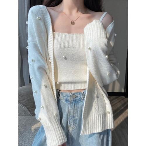 New hot style loose outer wear white knitted cardigan womens gentle wind sweater coat
