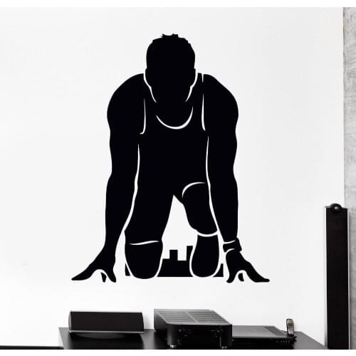Perfect Quality Wall Vinyl Sticker Running Jogging Start Of Race Wall Decal For Sport Boys Room Decoration GYM Art Decals ZB339