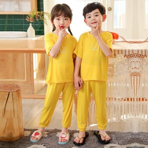 Boys Pajamas Spring Summer Short Sleeve Modal Childrens Clothing Sleepwear Pajamas Suit Girls Pyjamas Sets For Kids 2-12 Years