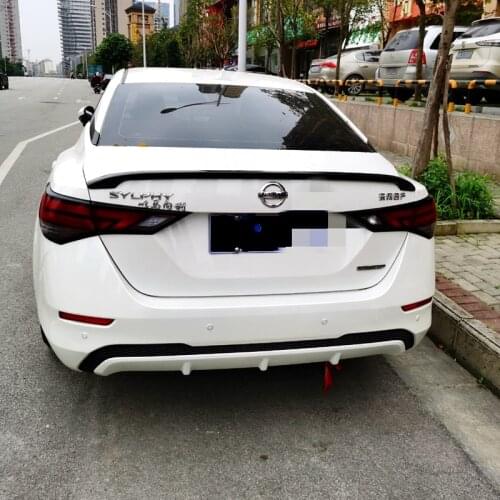 Use For Nissan Sentra 2020 Year Spoiler Sport ABS Plastic Carbon Fiber Look Rear Trunk Wing Car Body Kit Accessories