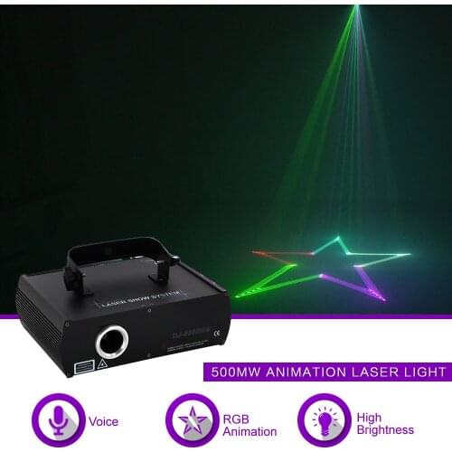 Sharelife 500mw RGB Animation Pattern DMX Laser Projector Light Home Gig Party Show Professional Stage Effect DJ Lighting 500RGB