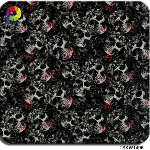 TSAUTOP Size 0.5m x 20m skull hidrografik film water transfer for aqua printing WDF1496