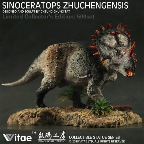 IN STOCK! Vitae 1:35 Scale Chinese Sinoceratops Figure Triceratops Ceratopsidae Dinosaur Model Base Toy Collector Decoration