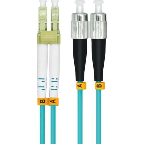 Indoor Armored 100 Meters LC-FC Duplex 10 Gigabit 50/125 Multi-mode Fiber Optical Cable OM3 Aqua 10GB LC to FC Patch Cord Jumper