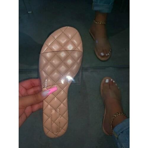 2020 Fashion Brown Toe Flat Weaving Sandals Women Open Toe Gingham Slipper Pink Sandals New Summer Designer Shoes Women