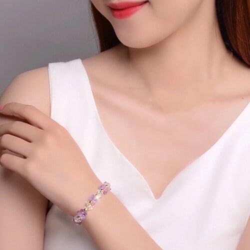 Colorful Crystal Butterfly Beaded Bracelet for Women Girls Female Ladies Fashion Charm Sweet Shiny Wrist Chain Jewelry