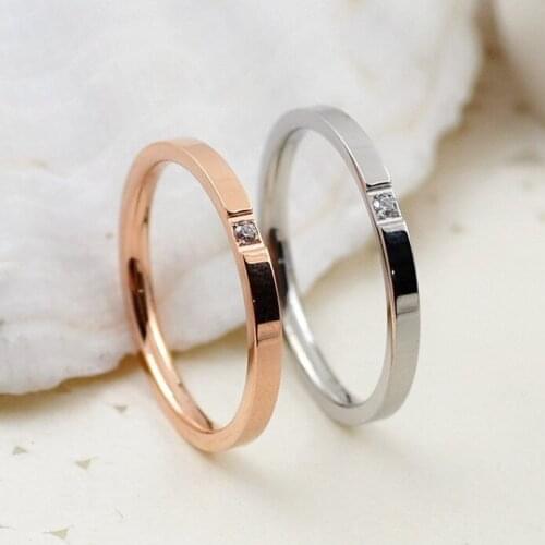 MANGOSKY Fashion fine single CZ ring with 14KGP titanium steel ring wedding ring couple rings