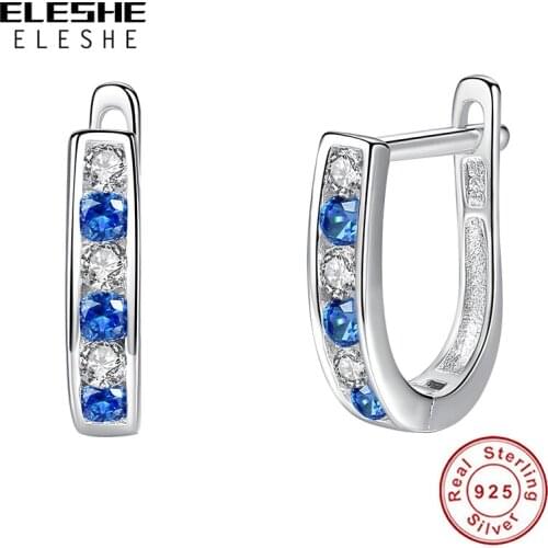 925 Sterling Silver Stud Earring for Women Pink Blue Crystal Silver Earrings Fashion Jewelry for Children Baby Girl
