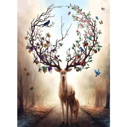 JMINE Div 5D deer flower butterfly tree Full Diamond Painting cross stitch kits art High Quality Animal 3D paint by diamonds