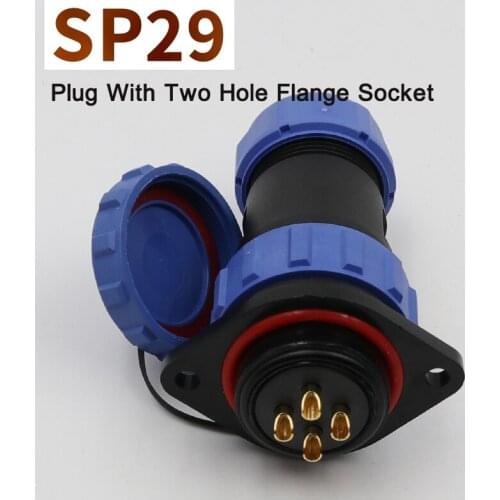 SP29 Aviation Plug Two Hole Flange Socket 2 3 4 7 8 9 16 17 20 24 26 Pin IP68 Waterproof Aviation Cable Wire Connector