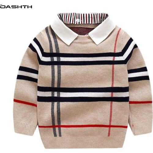 OASHTH Childrens wear autumn and winter warm pullover long sleeve plain sweater fashion knitted gentlemans wear