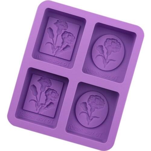 4 cavity Carnation Cake mold DIY kitchen baking silicone mold Rectangular flowers Handmade essential oil soap