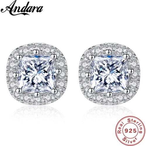 Glamour Jewelry 100% 925 Sterling Silver Stud Earrings AAA Zircon Crystal Circle Earrings for Women Jewelry Wholesale