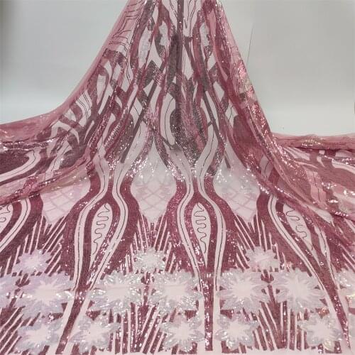Hot Sale Nigerian Lace Fabrics Latest sequins Mesh African Lace Fabric Milk Silk Lace French Net Fabric Wedding Dress JY016