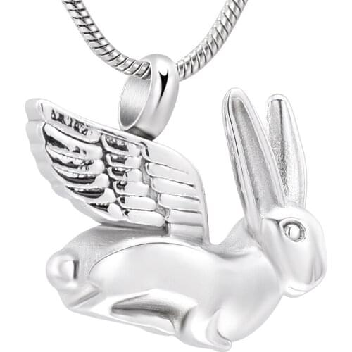 IJD10032 Lop Rabbit Cremation Memorial Jewelry,Stainless Steel Rabbit Cremation Keepsake Locket for Pet Animal Ashes Holder