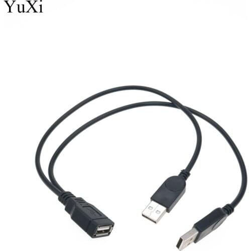 YuXi USB 2.0 Type Female to 2 Double Dual USB male Y-Splitter Data Sync Charging Extension Cable HUB newest black