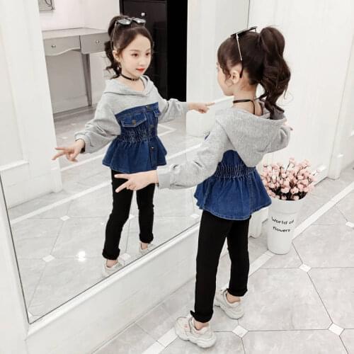 2pcs Girls Clothes demin jacket + pant Teenage Girls Clothing Casual Style Girls Tracksuit Spring Autumn Kids Tracksuit 4-14 y